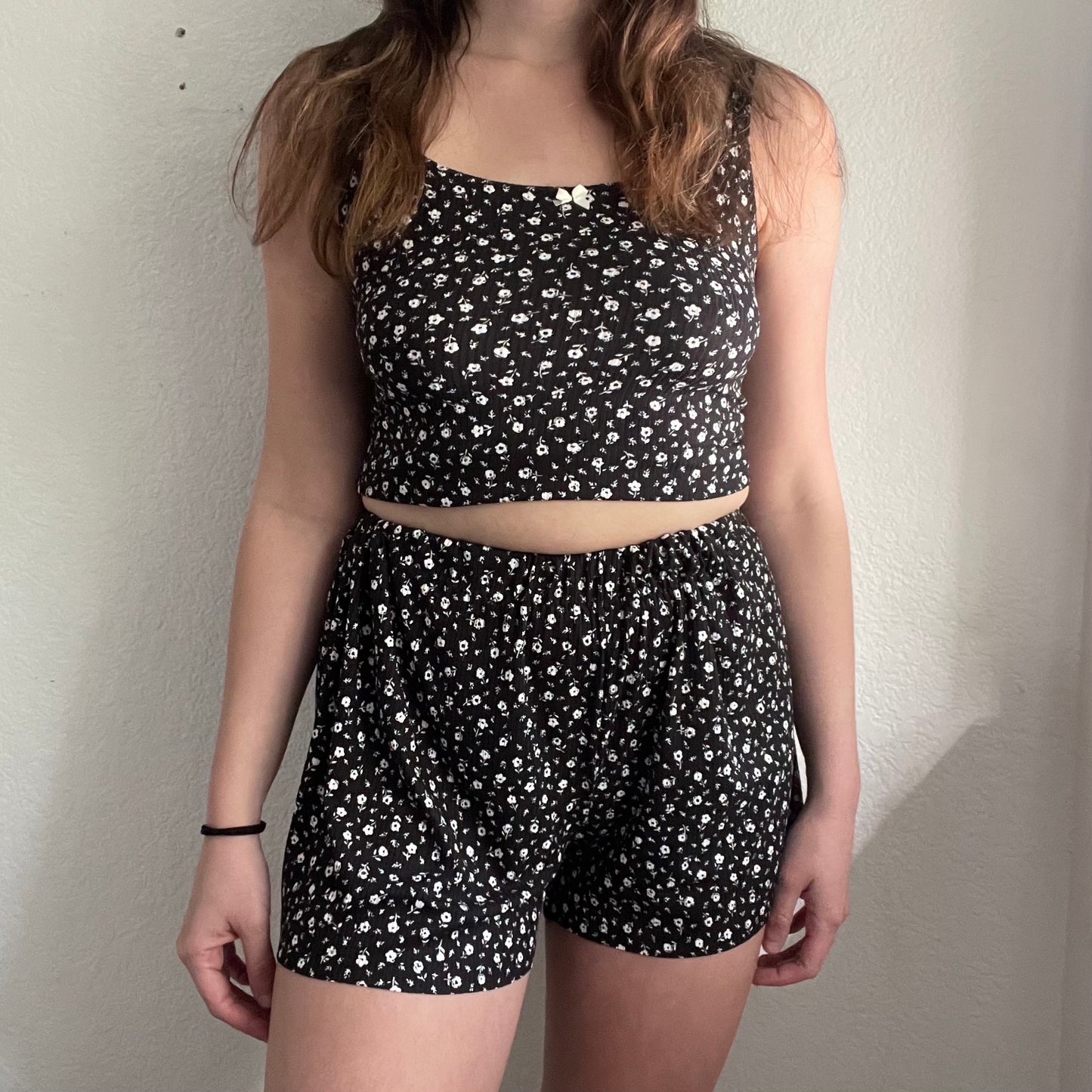 Black & white floral shorts