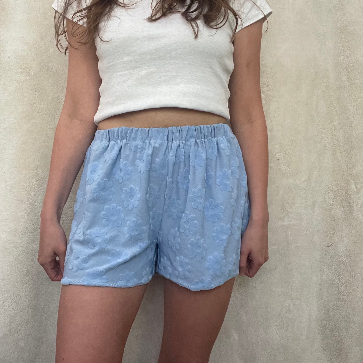 Terry cloth floral shorts