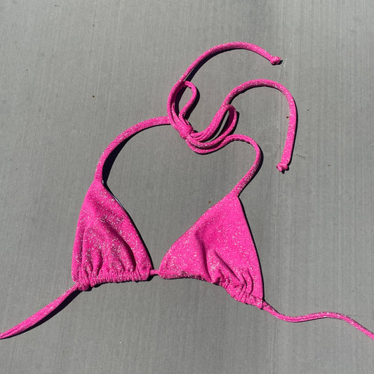 Pink glitter Katie Bikini Top