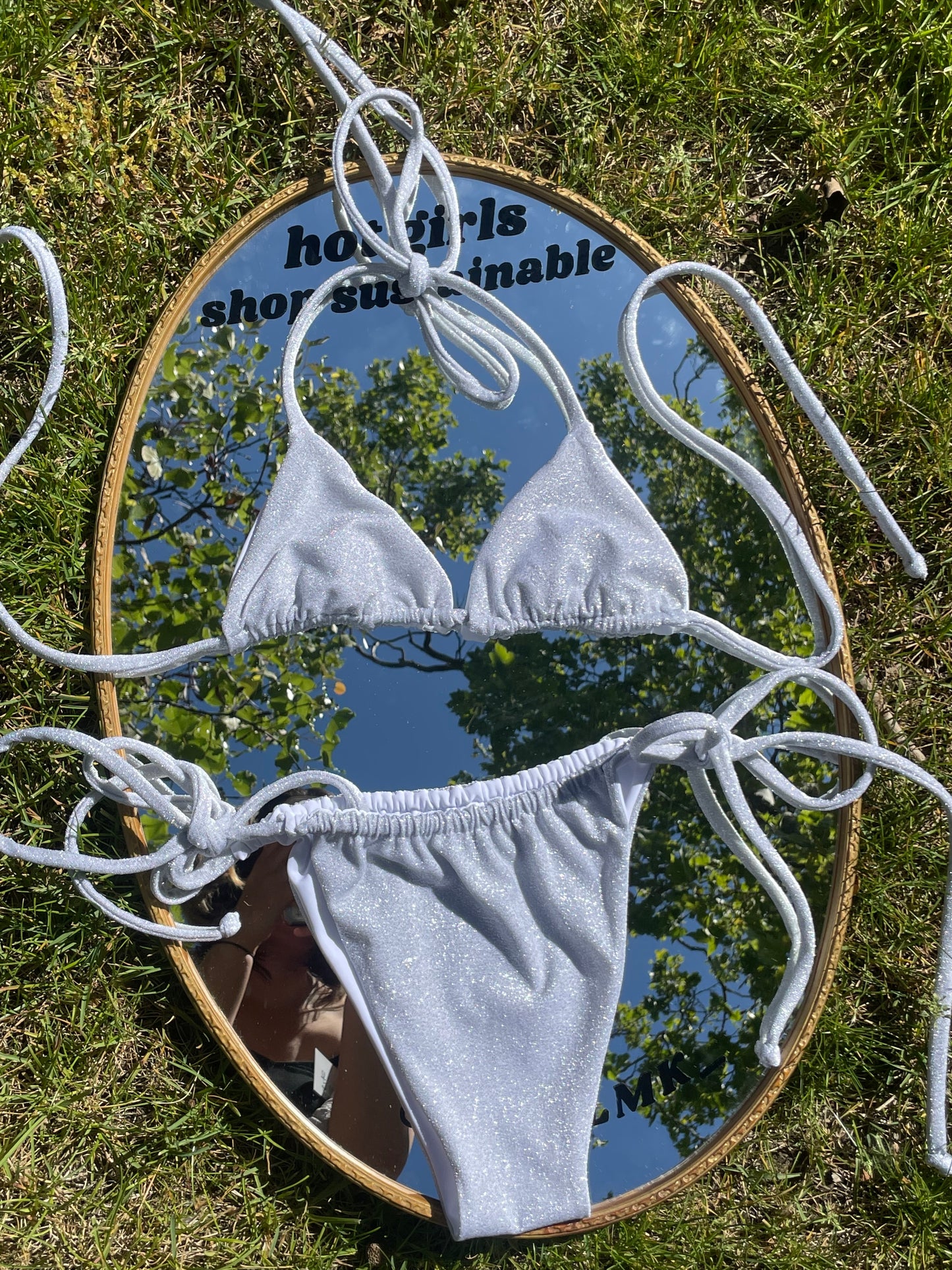 White glitter Amy Bikini Bottoms