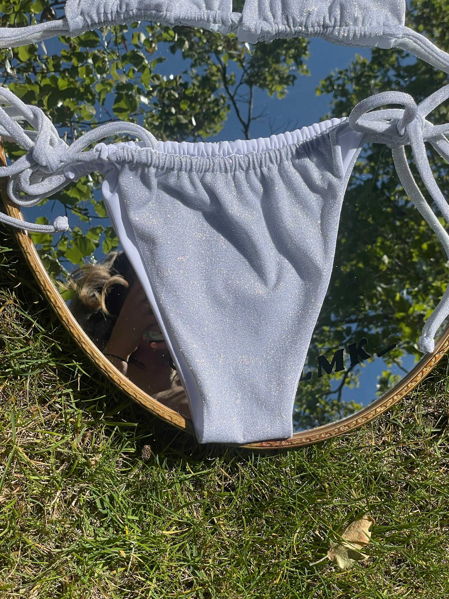 White glitter Amy Bikini Bottoms