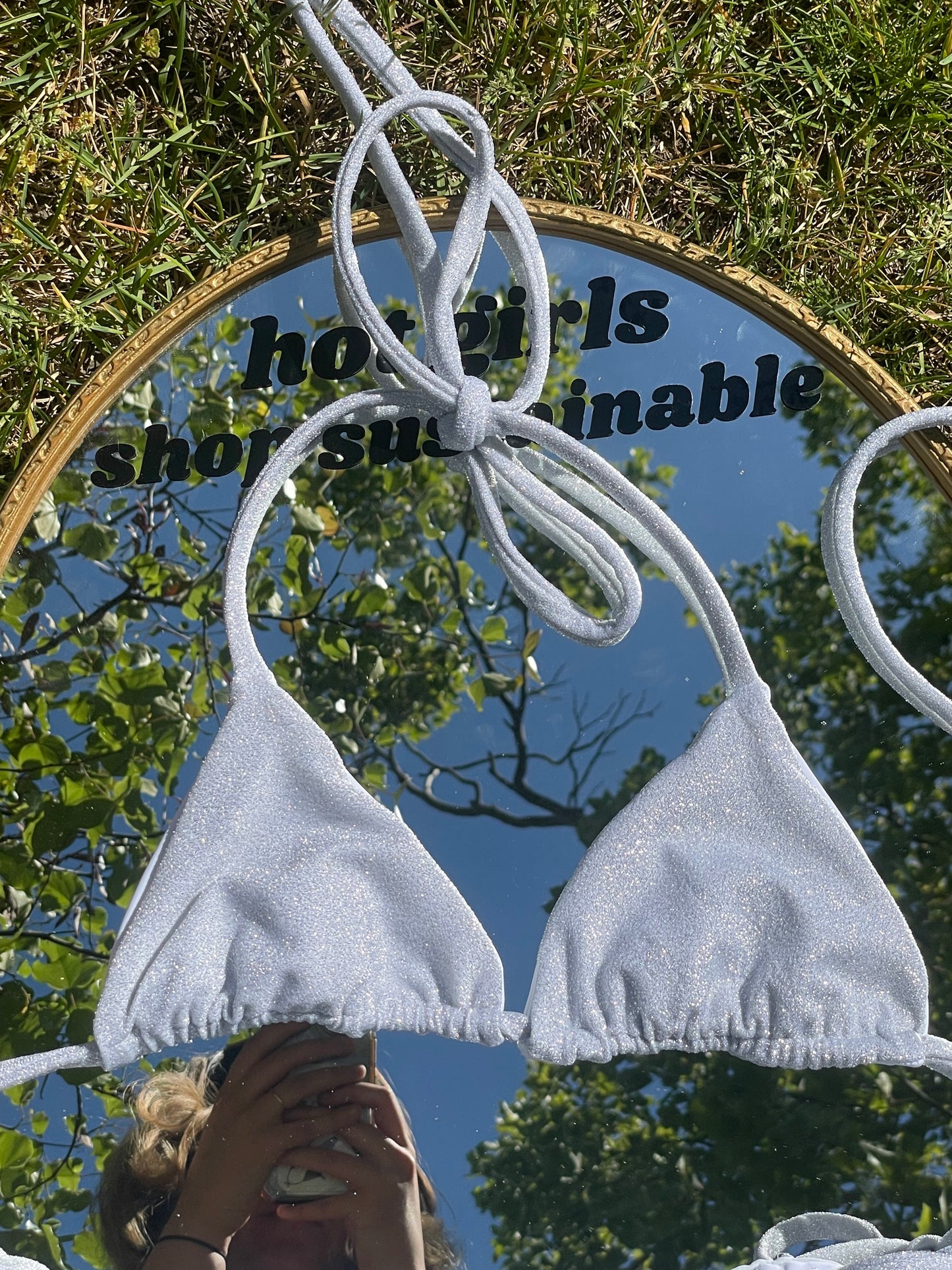 White Glitter Katie Bikini Top