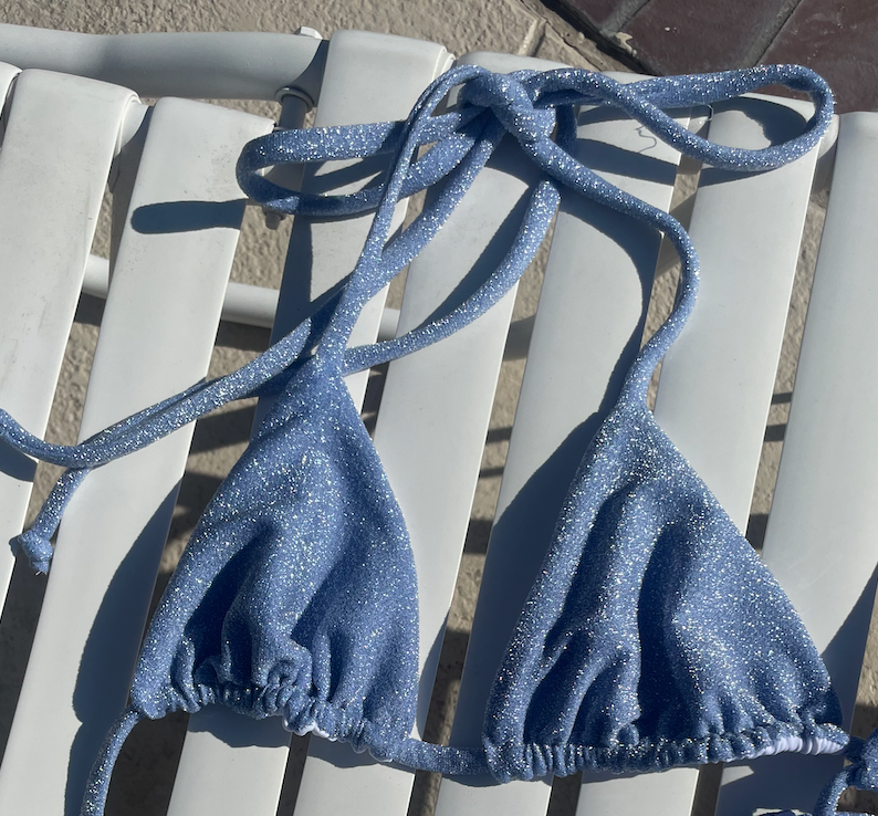 Blue Glitter Katie Bikini Top