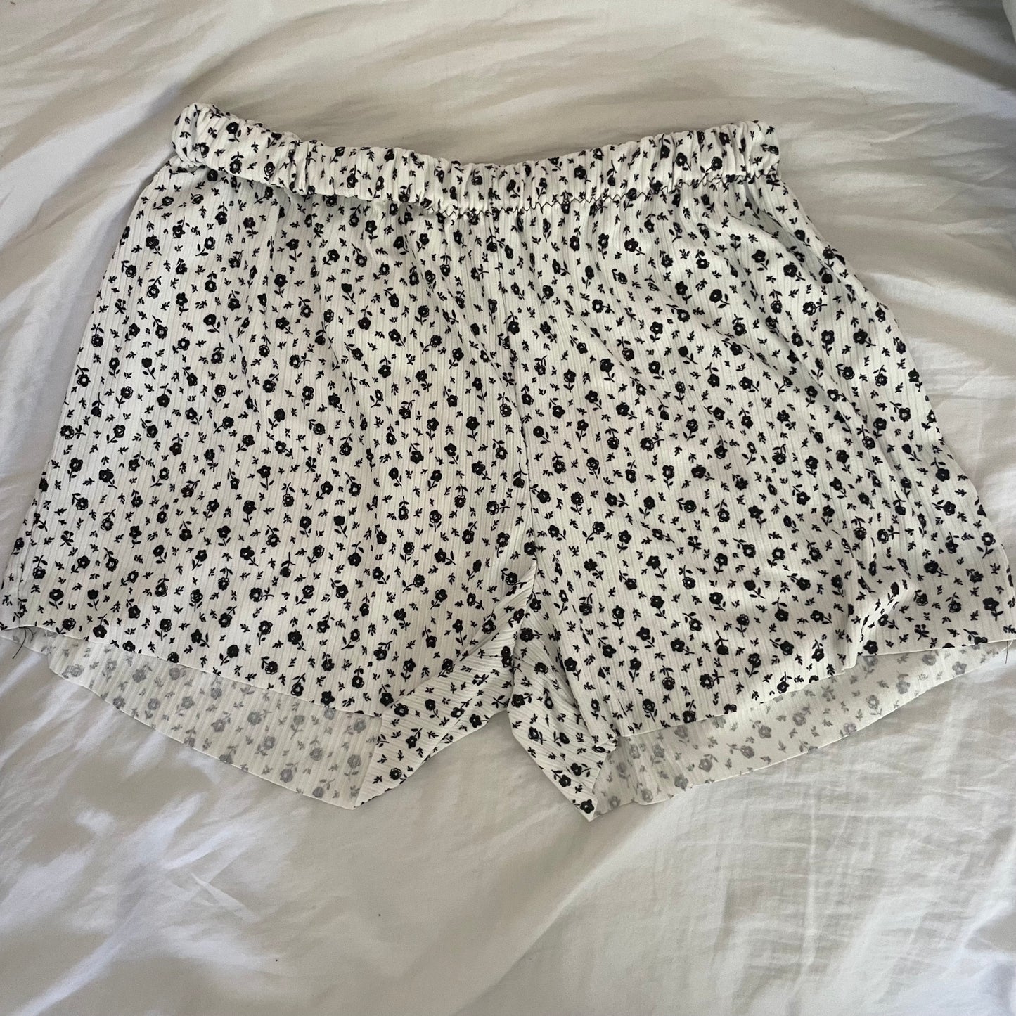white floral shorts