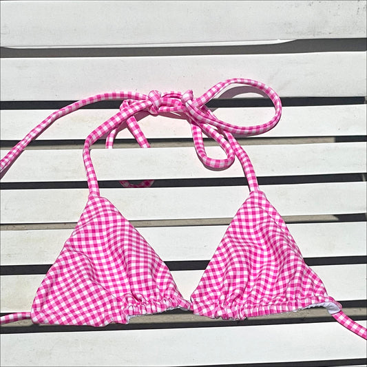 Pink gingham Katie Bikini Top