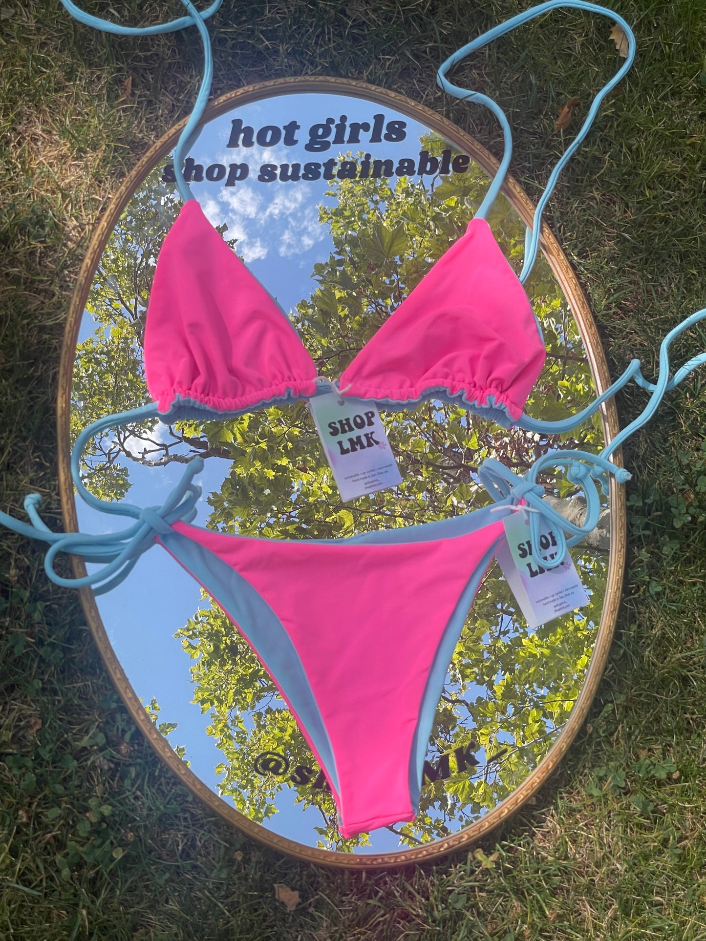 Hot pink / Blue Jenn Bikini Bottoms